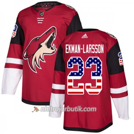 Män Ishockey Arizona Coyotes Tröja Oliver Ekman-Larsson 23 Adidas 2017-2018 Röd USA Flag Fashion Authentic